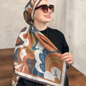 Digital Baskılı Pamuklu Eşarp Colorful Desen Taba