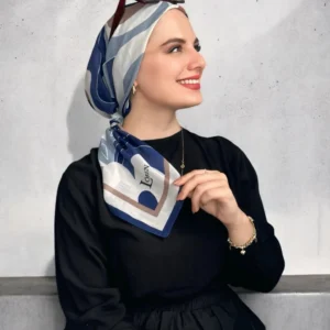 Digital Baskılı Pamuklu Eşarp Colorful Desen Bebe Mavi