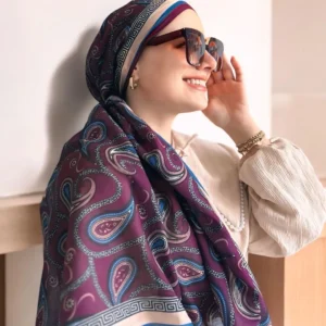 Digital Baskılı Pamuklu Eşarp Jessica Desen Mürdüm