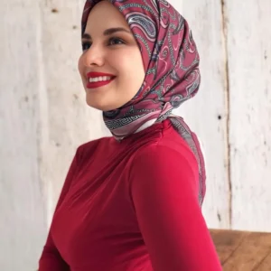Alternative view of Digital Baskılı Pamuklu Eşarp Jessica Desen Kırmızı