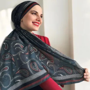 Alternative view of Digital Baskılı Pamuklu Eşarp Jessica Desen Koyu Yeşil