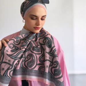 Digital Baskılı Pamuklu Eşarp Jessica Desen Pudra