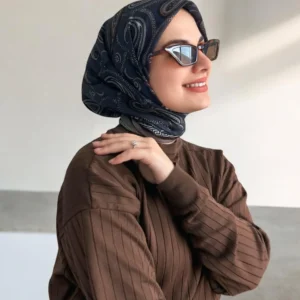 Digital Baskılı Pamuklu Eşarp Jessica Desen Lacivert
