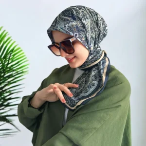 Digital Baskılı Pamuklu Eşarp Jevel Desen Mint Yeşili