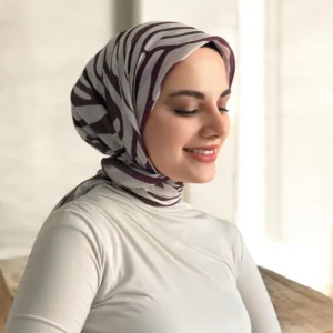 Digital Baskılı Pamuklu Eşarp Zebra Desen Bordo