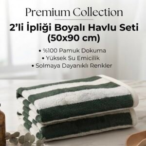 2 adet 50*90 ipliği boyalı havlu