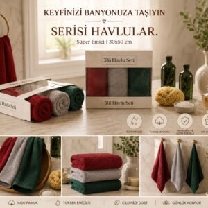 3lü Kutulu 30*50 Havlu Takımı