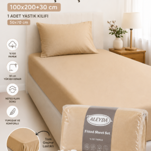 %100 Pamuk Tek Kişilik Fitted (Lastikli) Çarşaf Seti